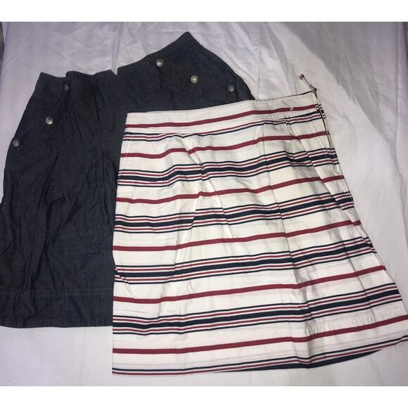 2 NAUTICA classic striped A-Line skirts women's size 12 - Picture 1 of 9